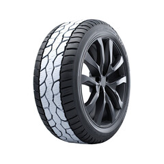 White-striped tire on dark gray wheel.  3/4 view