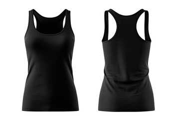 Front and back view of a black women's tank top