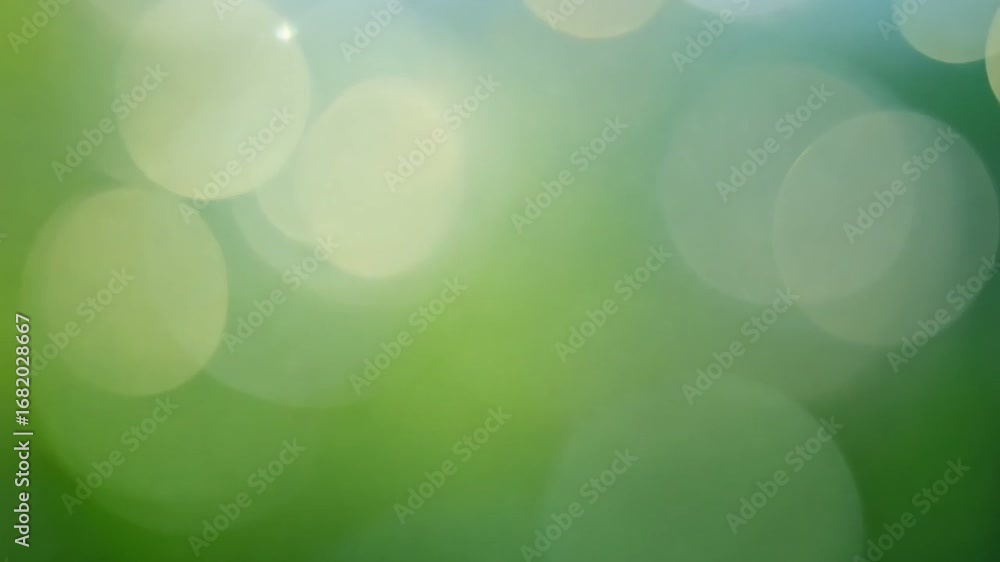 Poster a beautiful bokeh effect with soft greens and light spots creating a serene and calming atmosphere