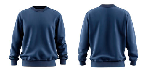 Dark navy blue crewneck sweatshirt, front and back views