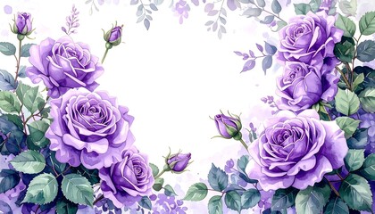 Floral border of purple roses © Nanangcs