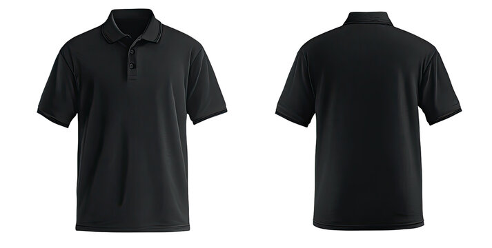 Dark gray polo shirt, front and back views (1)