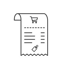 Shopping receipt icon with shopping cart and price tag.