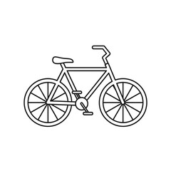 Simple line drawing of a bicycle on a white background.