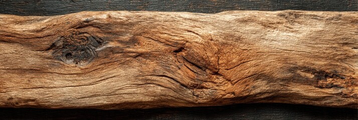 Weathered wood beam with rich textures and colors displayed against a dark background