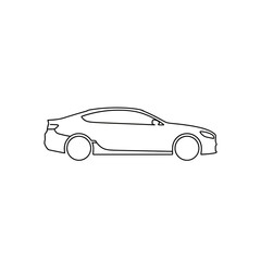 A simple line drawing of a modern car.