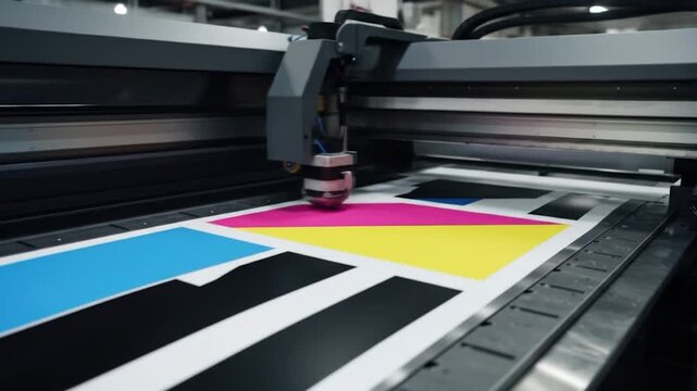 Large format plotter printing geometric pattern design for manufacturing and industrial production