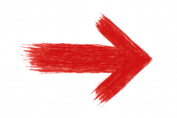 Vivid red arrow crafted through brush strokes, signaling direction with artistic transparency and graphic design impact