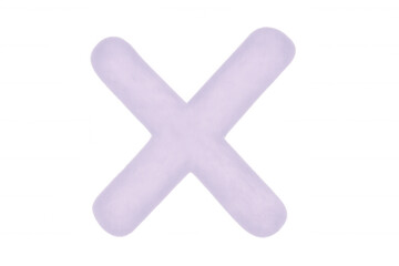 Obraz premium Lavender pastel cross symbol with rounded edges isolated on transparent background, ideal for educational or playful designs
