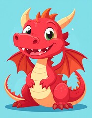 Fototapeta premium Cute cartoon dragon