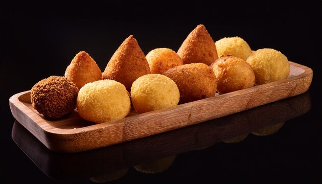 assorted brazilian savory snacks platter coxinha risole quibe esfirra bolinha de queijo pastelzinho