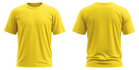 Front and back view of a bright yellow t-shirt (2)