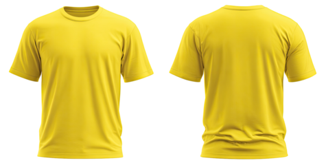 Front and back view of a bright yellow t-shirt (2)