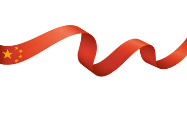 China's Flag Ribbon Flowing Gracefully, Representing National Pride and Celebration, Symbolic and Dynamic