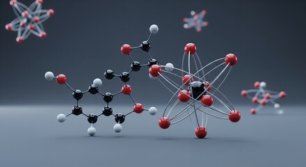 Abstract 3D Rendering of Molecular Structure and Atom Model Science, Technology, and Research Concept