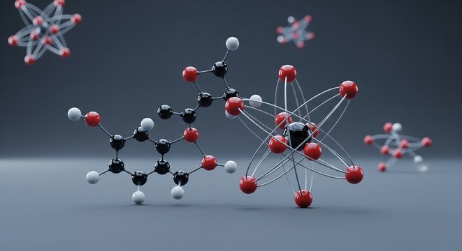 Abstract 3D Rendering of Molecular Structure and Atom Model Science, Technology, and Research Concept