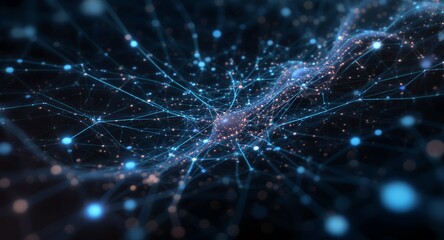 Abstract Network Connection, Digital Technology, Glowing Lines and Nodes, Futuristic Background, Artificial Intelligence, Data Visualization,  