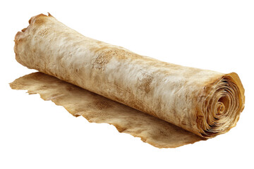 Rolled, light tan parchment scroll