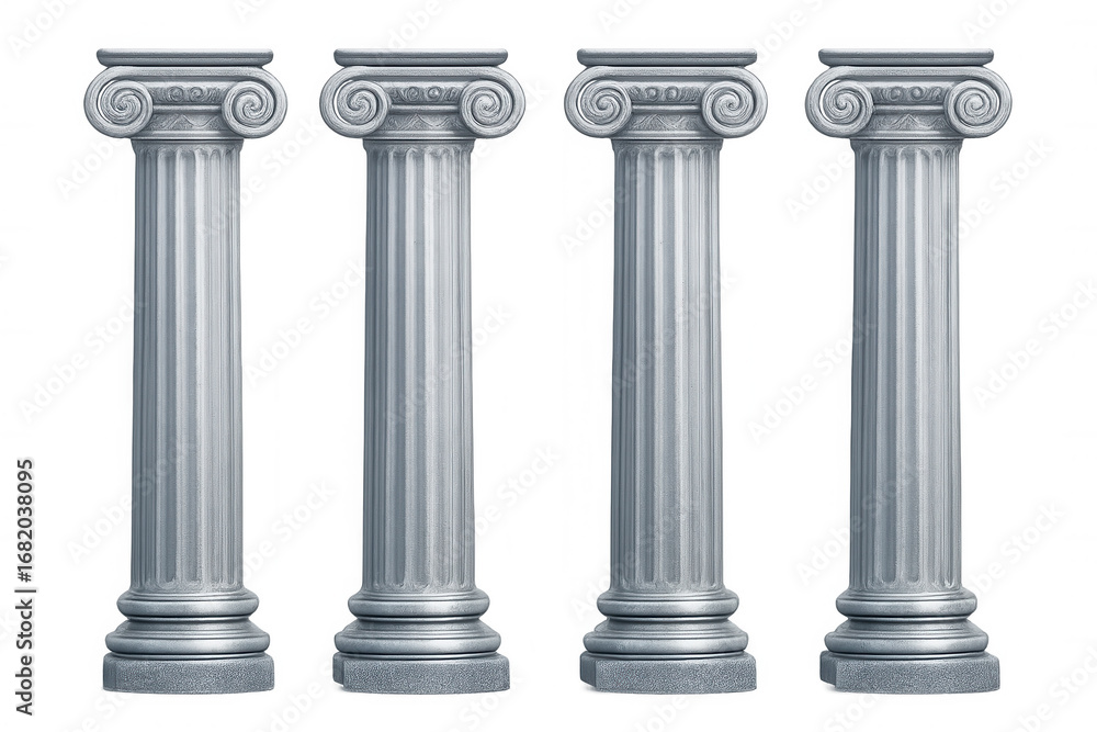 Poster gray ionic columns supporting classic architectural design, showcasing architectural detail on trans