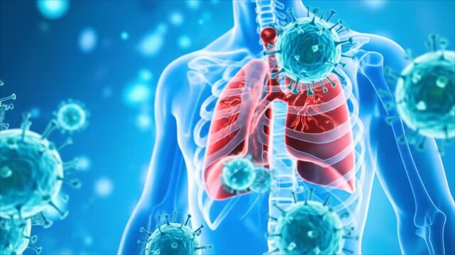Respiratory system viruses medical illustration