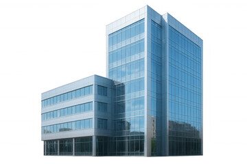 Obraz premium Glass skyscraper reflecting cloudless blue sky, showcasing contemporary architectural design against transparent backdrop for urban visualization