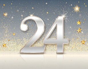 Silver anniversary number 24 on a sparkling background