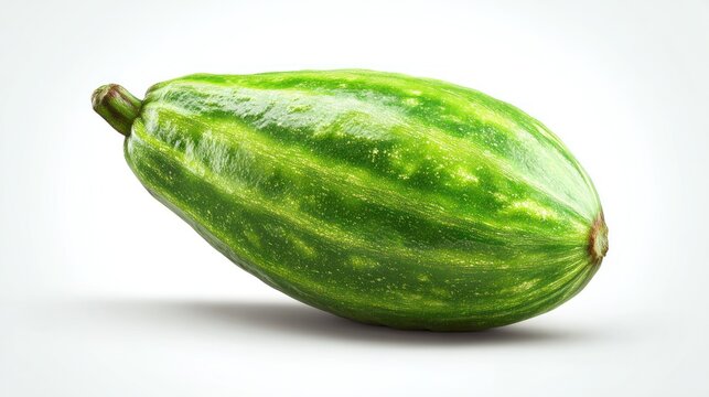 Green oblong pointed gourd with striped skin