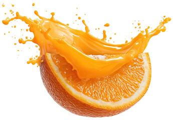 Orange slice with vibrant juice splash