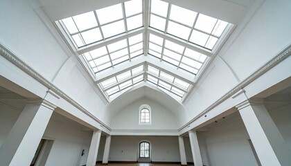 Obraz premium Bright White Interior Room with Skylight and Columns