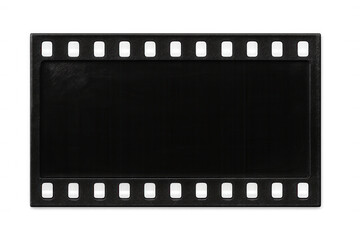 Fototapeta premium Black empty film strip frame isolated on transparent background, ideal for adding custom images or text