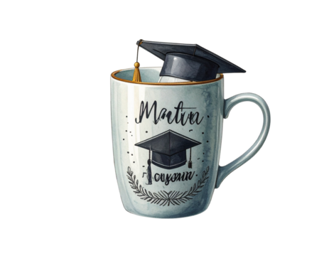 Graduation Celebration Coffee Cup with Uplifting Words and Minimal Graphic