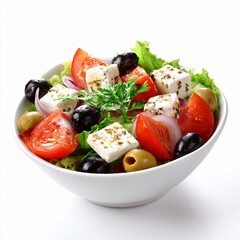 Vibrant Greek salad bursting with fresh tomatoes, olives, feta, and crisp lettuce, a healthy delight