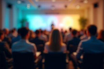 Generative AI: Blurred Audience at a Conference Presentation.