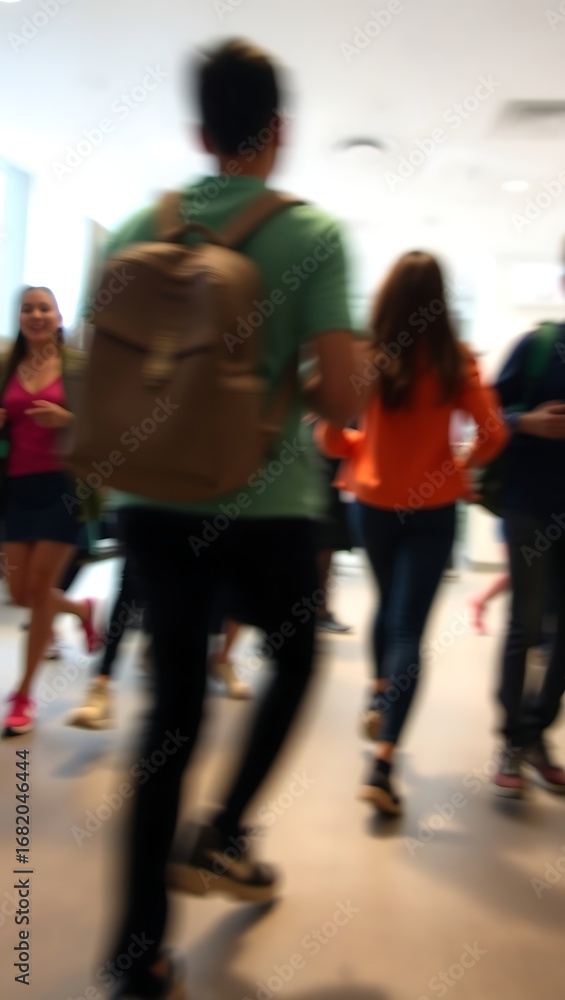 Poster generative ai: blurred movement of individuals in transit motion.