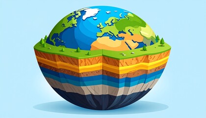 Earth's layers depicted in 3D