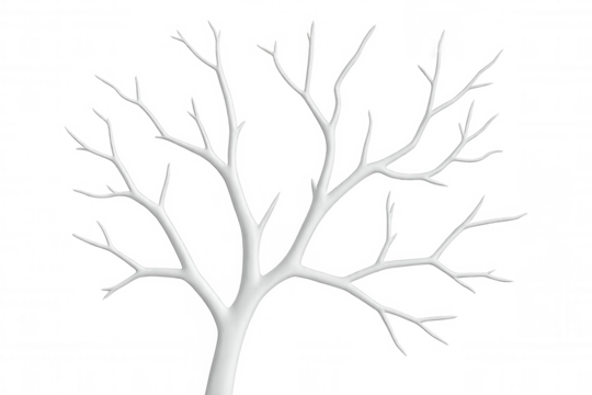 White tree branches extending upwards against a transparent background, creating a stark and minimalist visual - Powered by Adobe