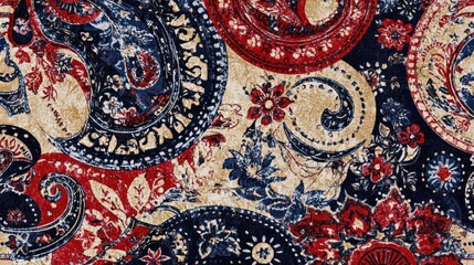 Vibrant Paisley Print Textile Design