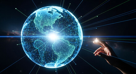 Connectivity and Technology, World Map and Digital Communication