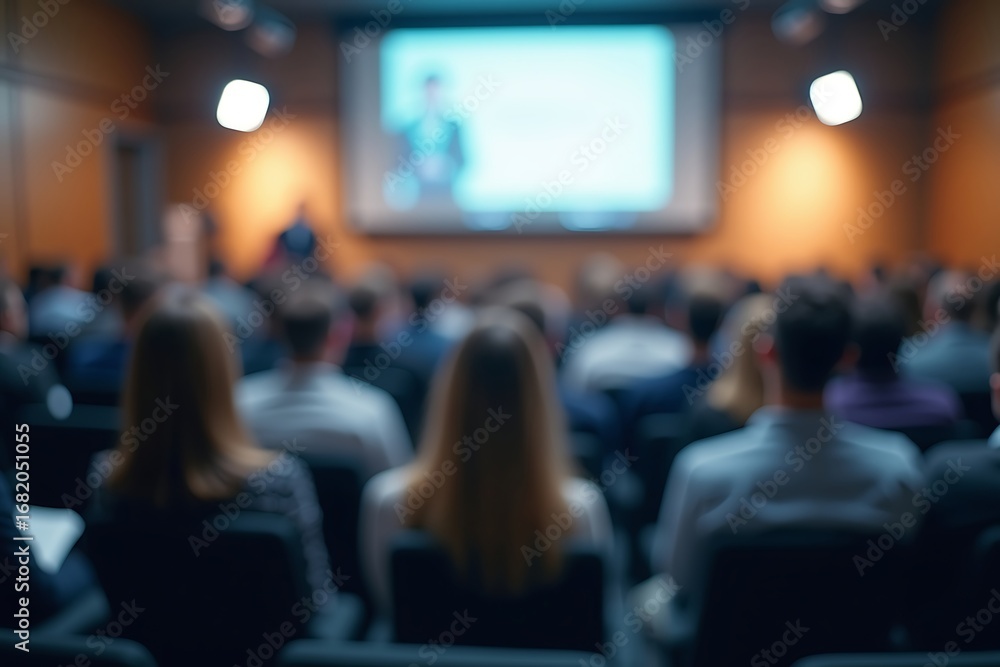 Poster generative ai depicts presentation audience and screen.