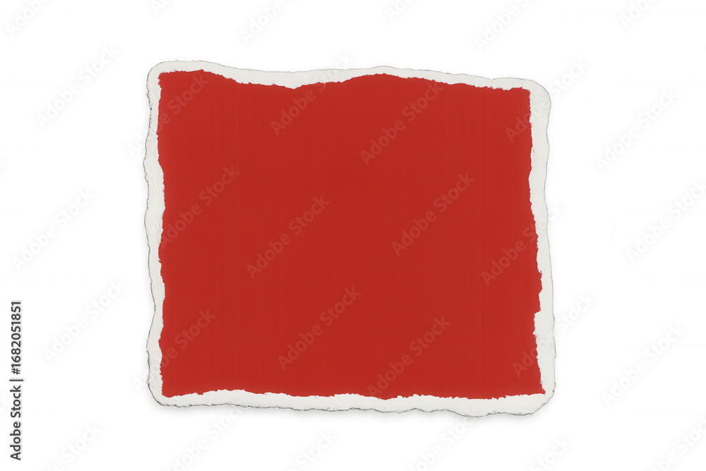 Poster red torn paper piece with a transparent background, allowing for easy isolation and placement into d