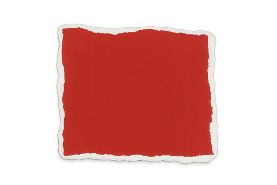 Red torn paper piece with a transparent background, allowing for easy isolation and placement into designs