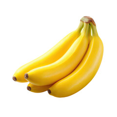 Bunch of ripe bananas, bright yellow, clustered,  isolated on black background