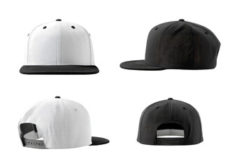 Two-toned baseball caps, front and back views
