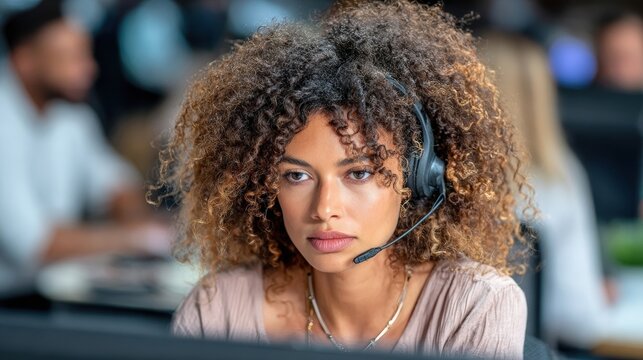 Focused Customer Service Representative with Headset