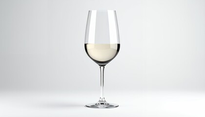 Fototapeta premium Wine glass with white wine on white background.