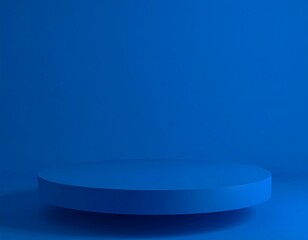 Empty blue circular podium