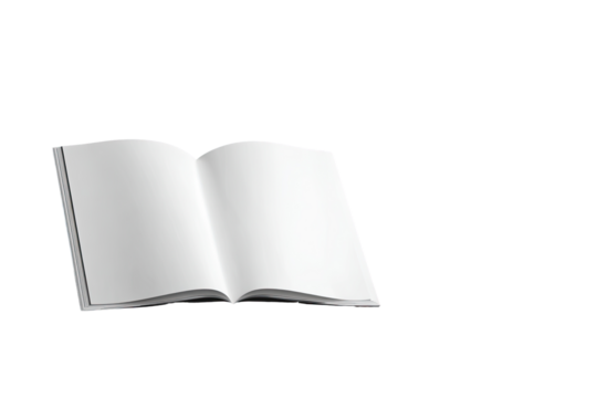 Open book, white pages against black background