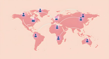 Global Network and International Business Connections Across Continents Represented with Communication Links Connecting People Around the World.