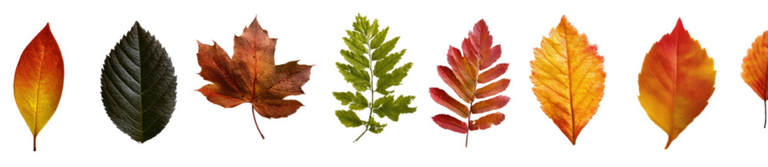 Fototapeta premium Colorful autumn leaves in a horizontal row (1)