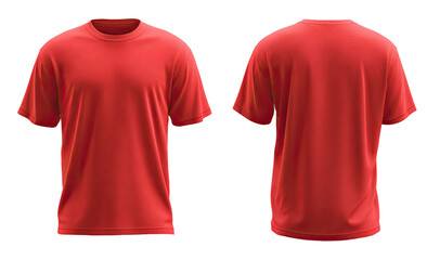 Front and back view of a vibrant red t-shirt